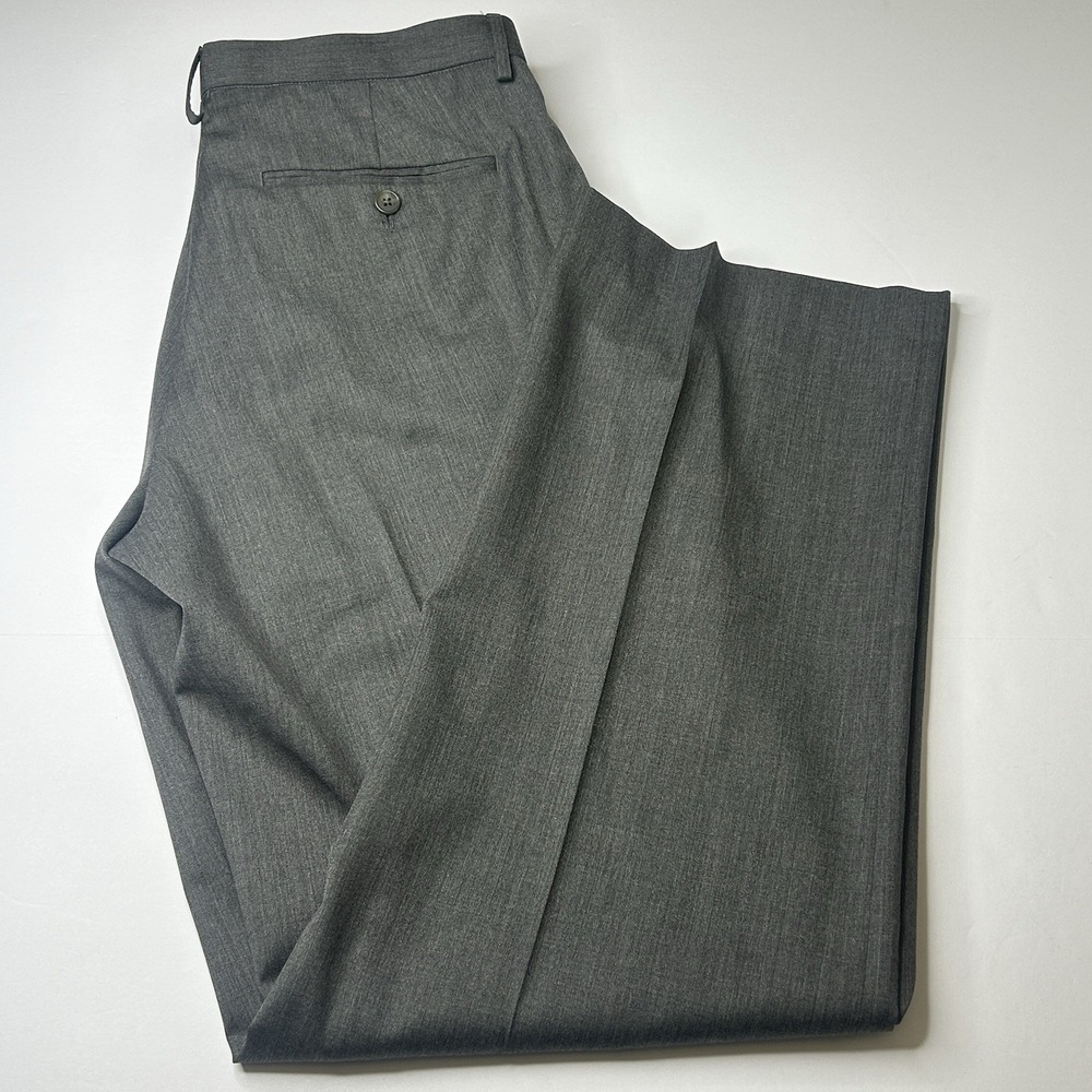 NWT Calvin Klein Flat Front Dress Pants Men's 32x32 Gray Solid Wool Blend